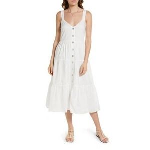 RAILS $218 VIOLET TIERED COTTON VOILE MIDI SUN SMOCKED DRESS IN WHITE SZ XS NEW